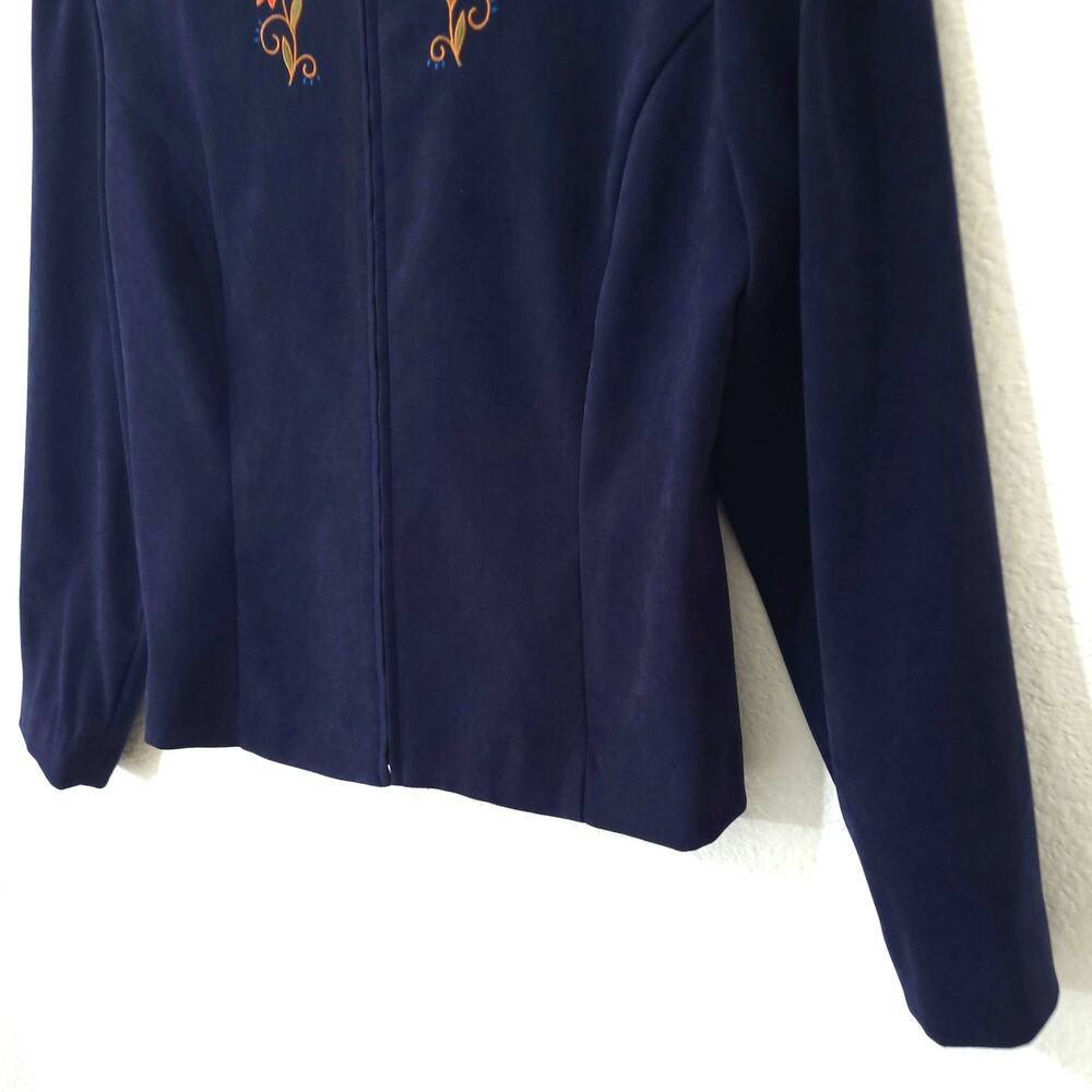 Amanda Smith Vintage Blazer Jacket Womens 12P Floral Embroidered Blue Blazer 90s - Picture 9 of 11